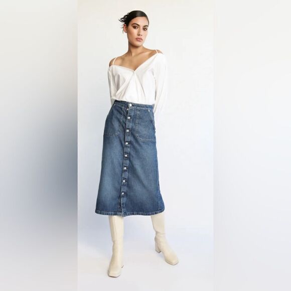 AG x Daily Blue Tephy Denim Midi Skirt small NWT - Picture 1 of 13